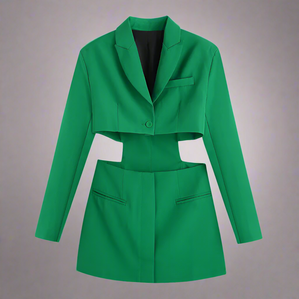 Highlight of the Show Cut Out Open Front Blazer Mini Dress