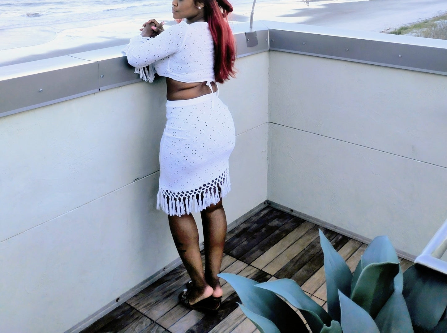 Sugar and Spice Fringe Long Sleeve + High Waist Skirt Combo